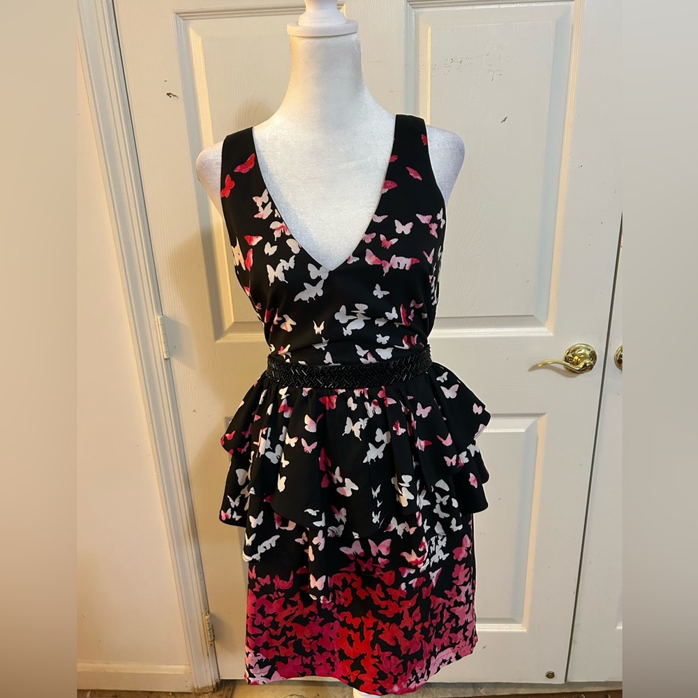 Bebe tiered beaded dress, size Small